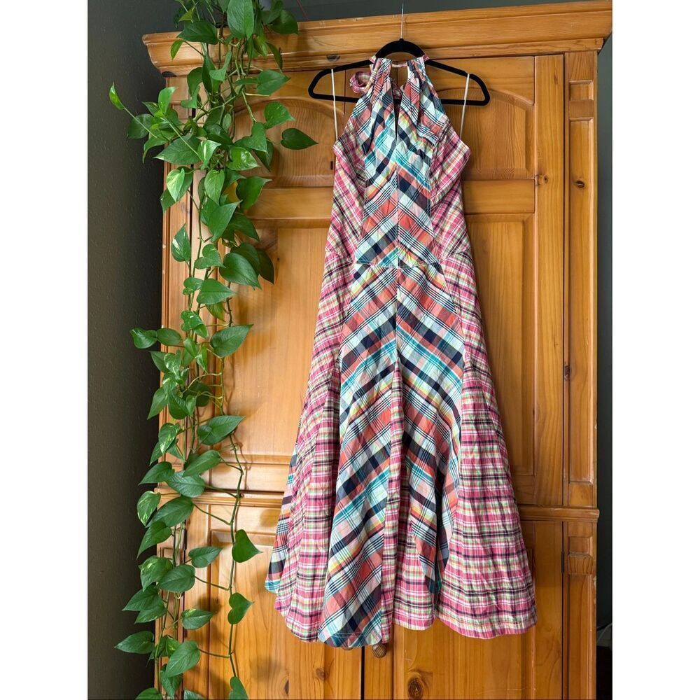 Pilcro Patchwork Halter Midi Dress Anthropologie Cotton Boho Summer XS - Picture 5 of 16